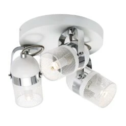 Retro Deckenstrahler Weiß Nordlux Agnes Rondell 3-flammig G9