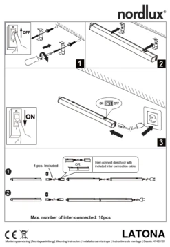 LED Unterbauleuchte Weiß Nordlux Latona 9W 730lm 56,2cm 3000K-4000K 2-Step -Beleuchtung latona tz 1