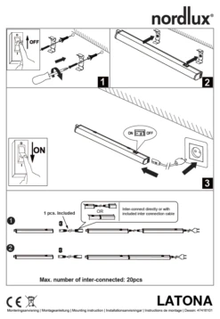 LED Unterbauleuchte Weiß Nordlux Latona 5W 420lm 31,2cm 3000K-4000K 2-Step 12 LED Unterbauleuchte Weiß Nordlux Latona 5W 420lm 31,2cm 3000K-4000K 2-Step -Beleuchtung latona tz 2