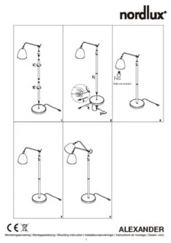 Stehleuchte Schwarz Nordlux Alexander E27 Schwenkbar -Beleuchtung n48654003 tz
