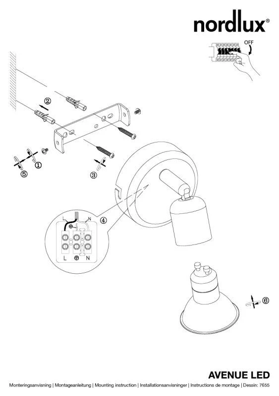 Nordlux Avenue LED Wandspot Geb. Stahl 6 Nordlux Avenue LED Wandspot Geb. Stahl – Bild 4